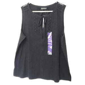 NWT Rafaella Top Size XXL Sleeveless Crochet Detail Black CasualVacation Cruise